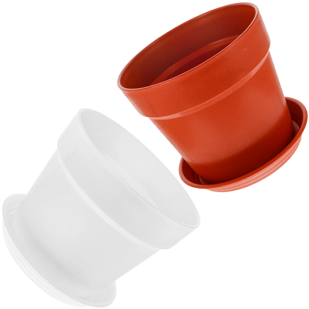 

Elegant Plastic Planter Round Flower Pot With Tray Drainage Hole for Use