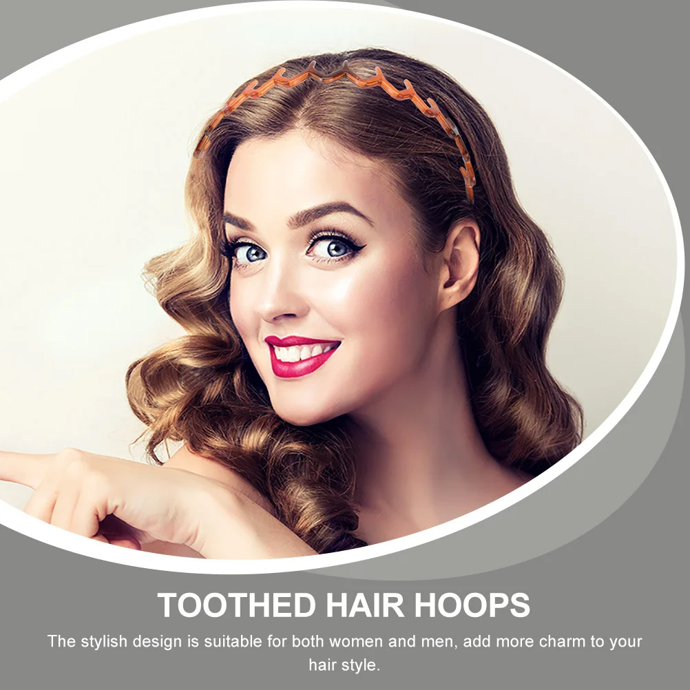 

3Pcs Elastic Non-Slip Resin Hair Hoops Sports Hair Band Wavy Design Unisex Headwear Toothed Headband Fashion Headband