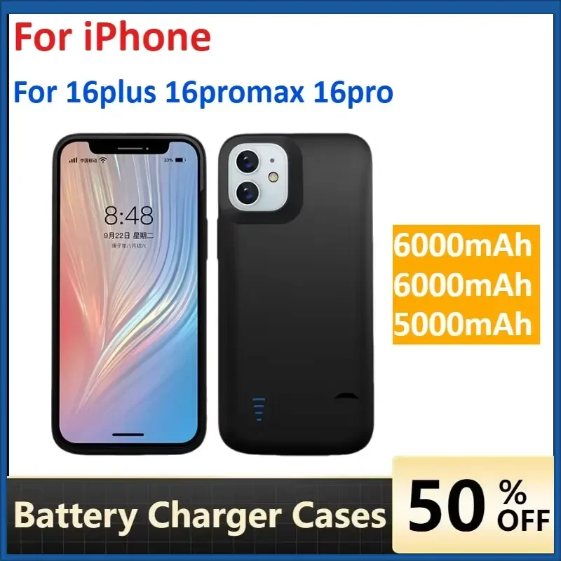 

For IPhone 16plus 16promax 16pro Power Case Portable Charging Cover Power Bank Battery Pack Batterie Externe