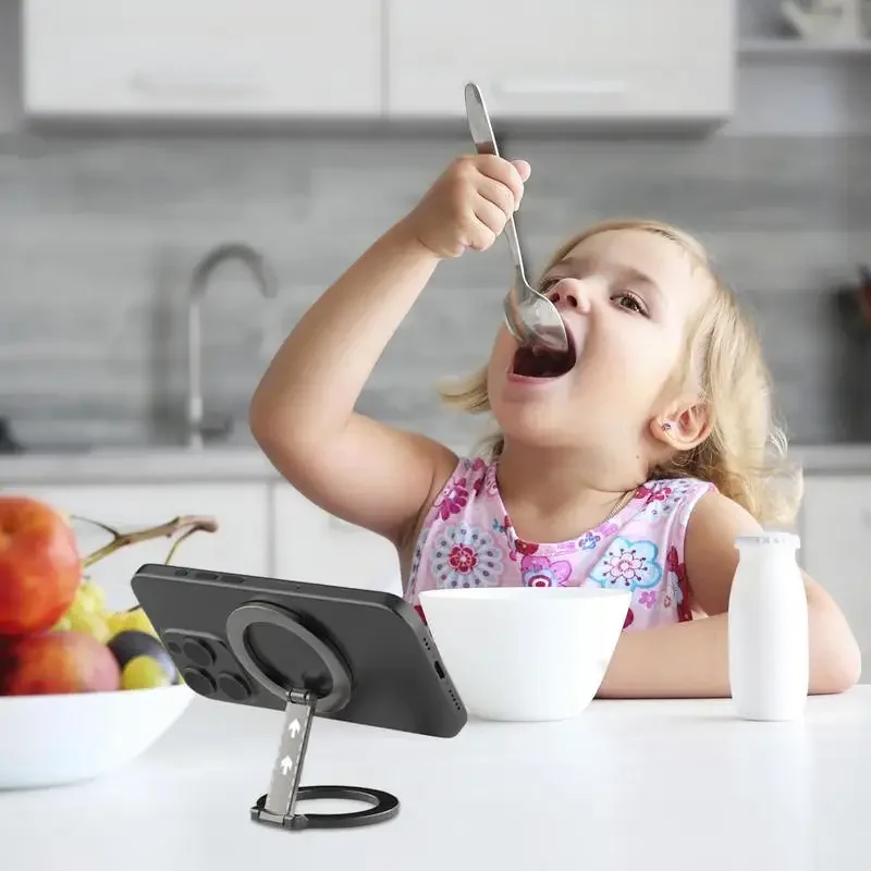 พับสองด้านแม่เหล็กผู้ถือแหวนโทรศัพท์สําหรับMagSafe Kickstandแม่เหล็กGripสําหรับiPhone 16 15 14 13 12 สําหรับSamsung