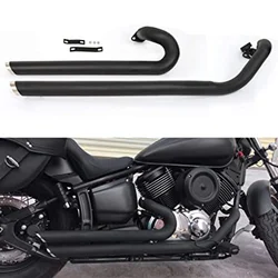 Shortshots Staggered Exhaust System Pipe Muffler Drag Pipes Silencer With Baffle For Yamaha V Star 1100 Dragstar XVS1100 Classic