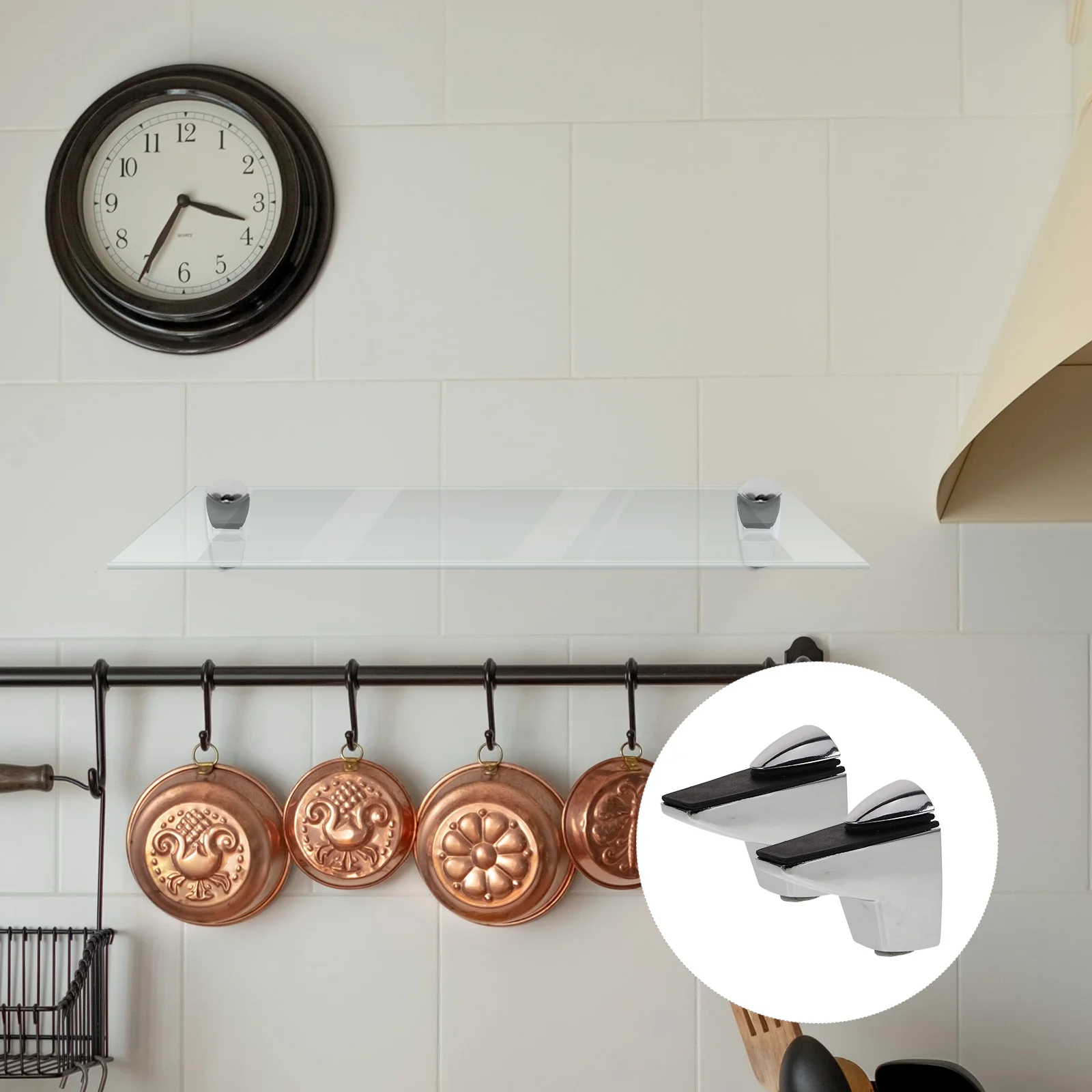 

2pcs Glass Shelf Brackets Zinc Alloy Mirror Mount Clips Sandwich Plate Support Railing Frameless Bathroom Steel Glass Holder