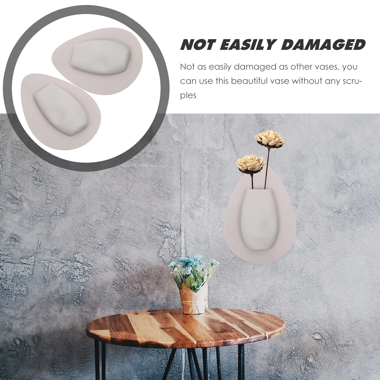 

2 Pcs R om Color Silicone Vase Stylish Home Decor Removable Wall Hanging Flower Plant nament Gift Idea