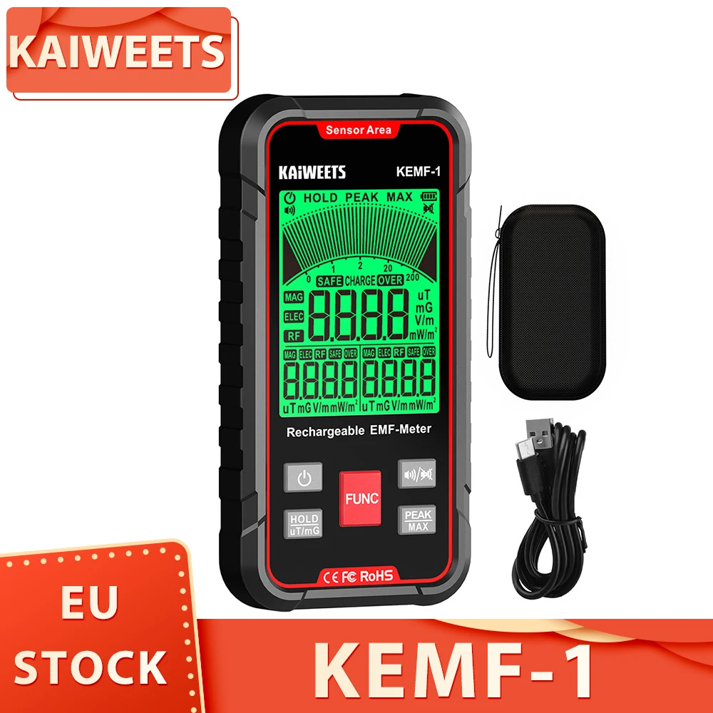 Radiator Kaiweets Kemf-1 Portable EMF Radiation Detector, EF MF RF Data, LED