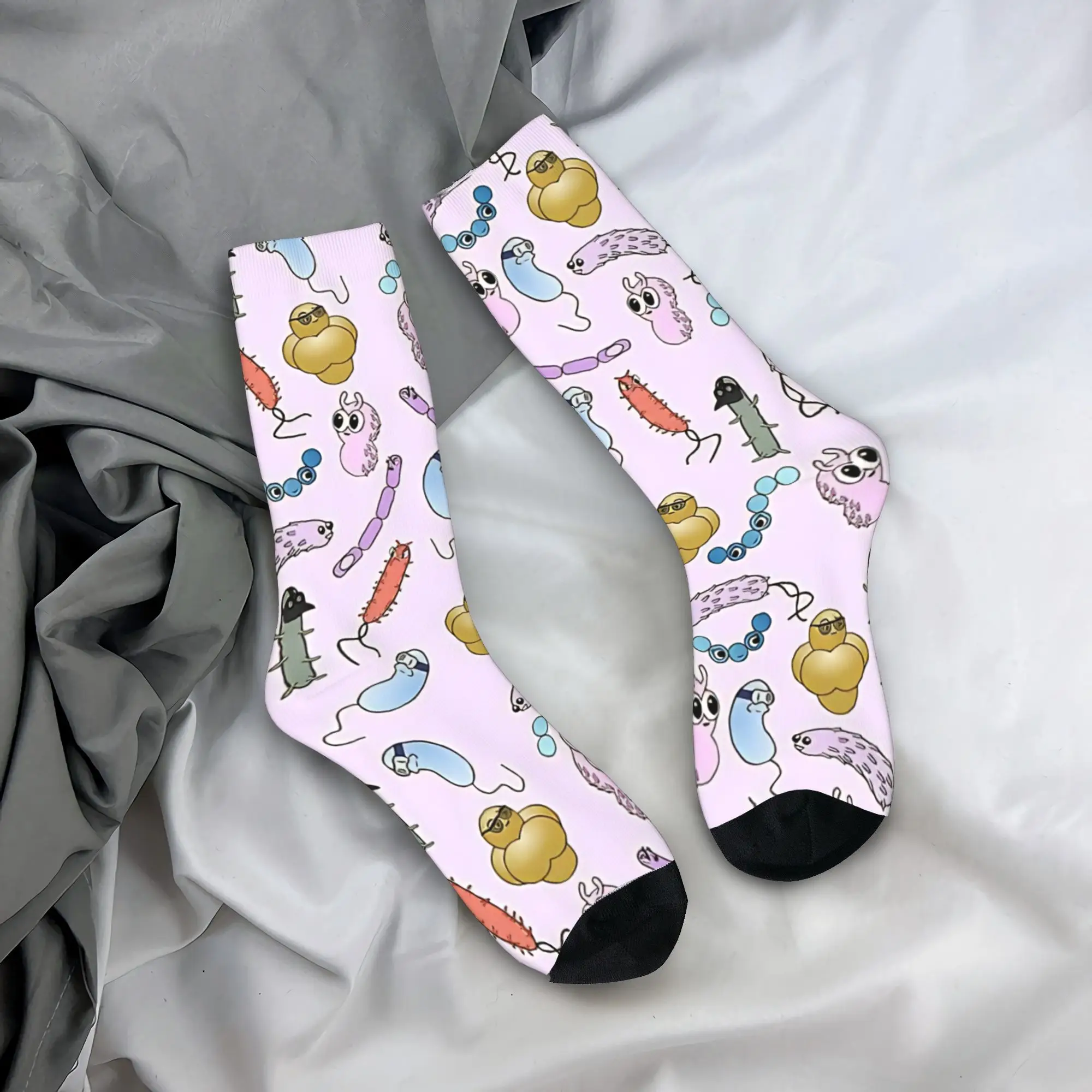 

Милые носки с рисунком бактерий и микробов, повседневные чулки, осенние нескользящие носки для взрослых и мужчин, мягкие дизайнерские носки для скалолазания