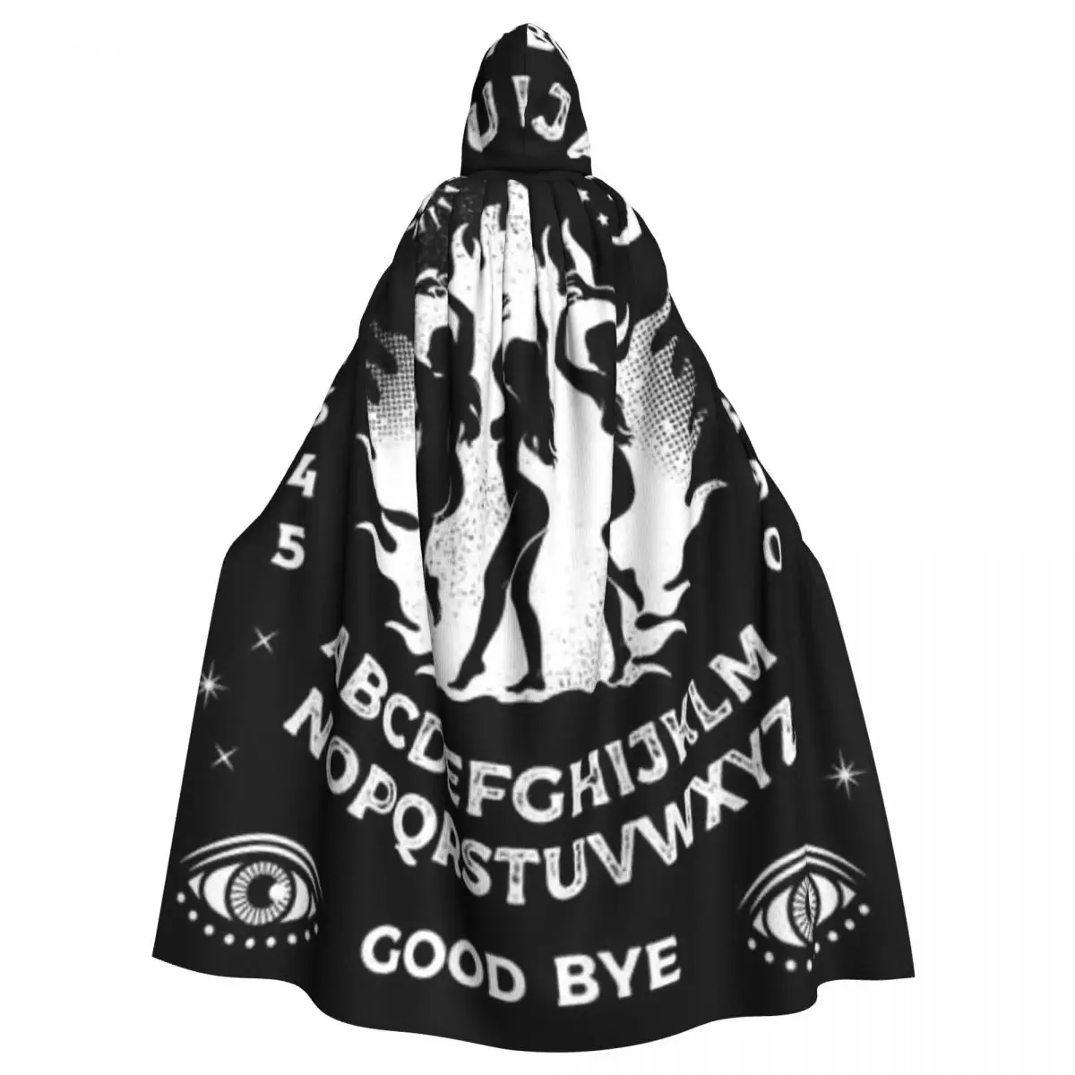 Adult Vampire Cape Hooded Robe Board With Witches Dancing Halloween Cloak Full Length Cosplay