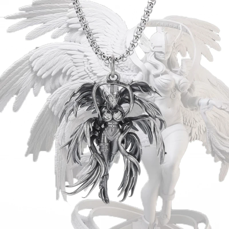 Fashion Cartoon Sexy Goddess Pendant Eight-Winged Angel Necklace Male and Female Hip-Hop Trend Punk Jewelry Couple Gift