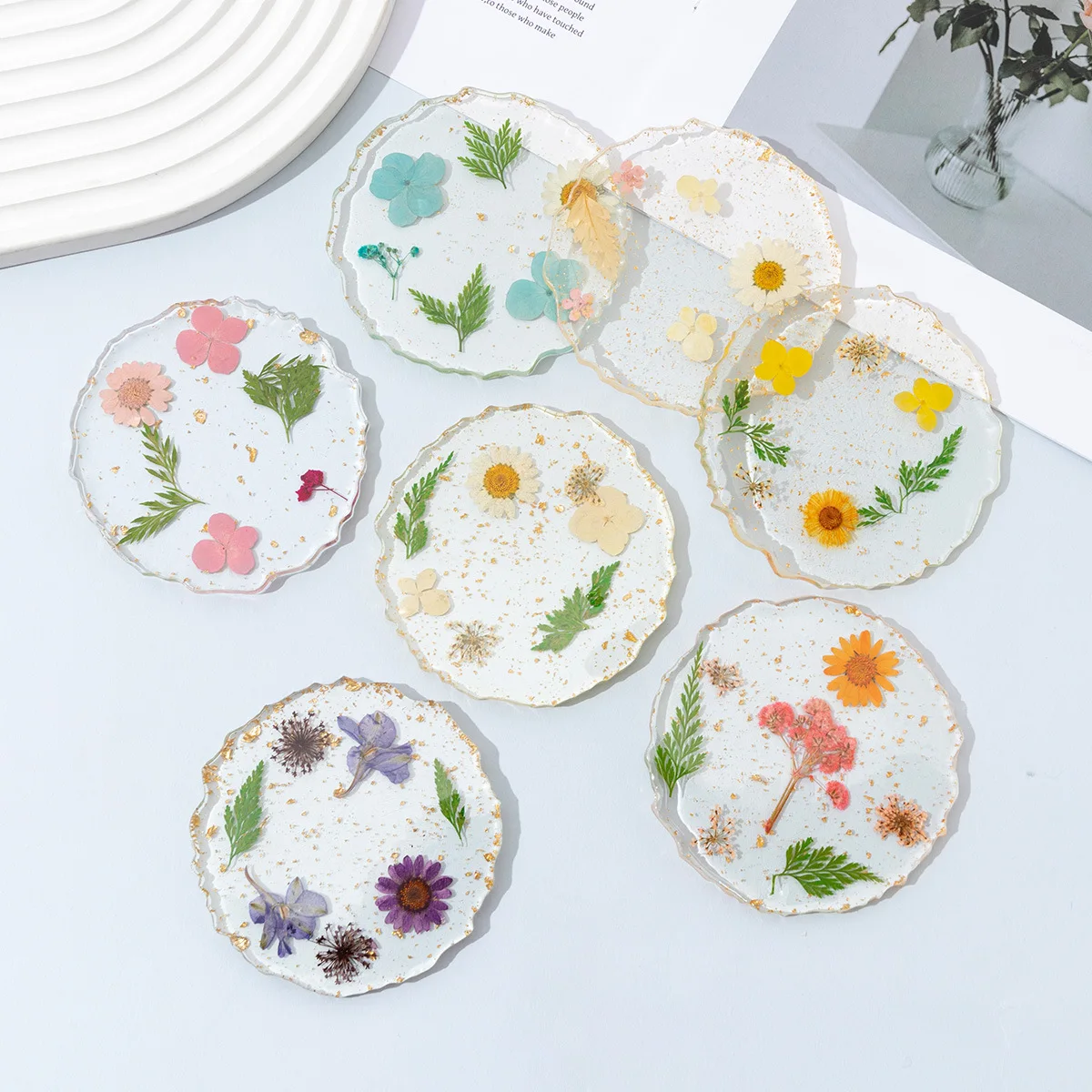 Palette de Nail Art en résine, support de vernis à ongles Gel à bord doré, plateau d'affichage de maquillage, outils de mélange de cosmétiques