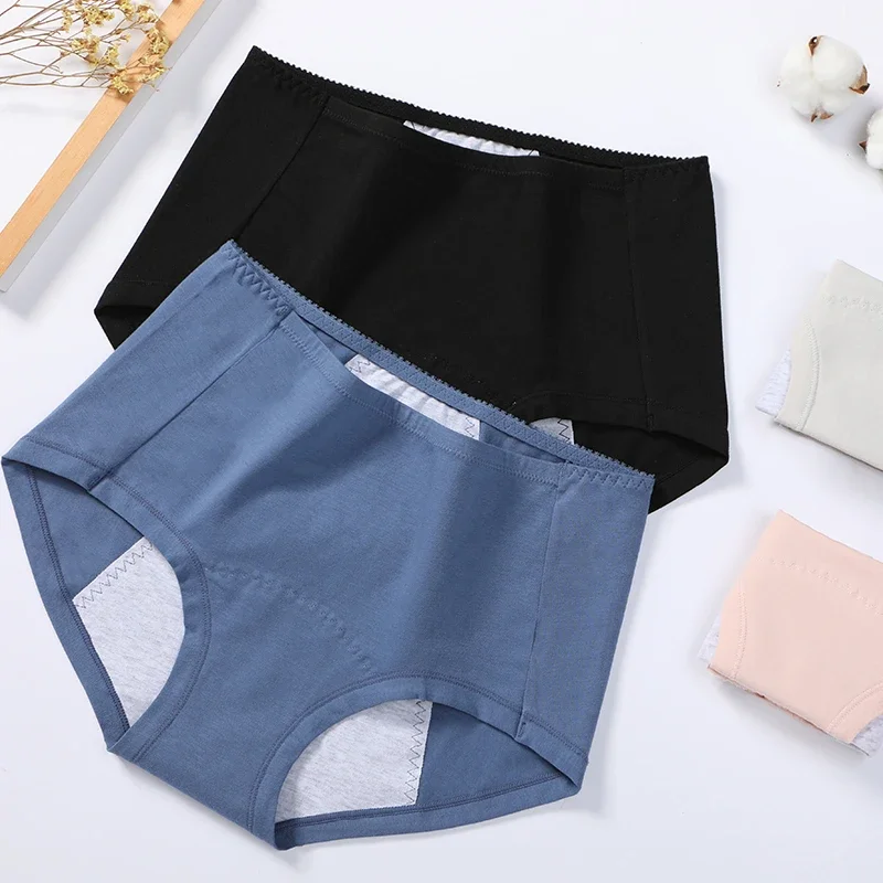 5 pcs/set high waist leak proof menstrual panties women cotton physiological briefs widen female period pants underwear