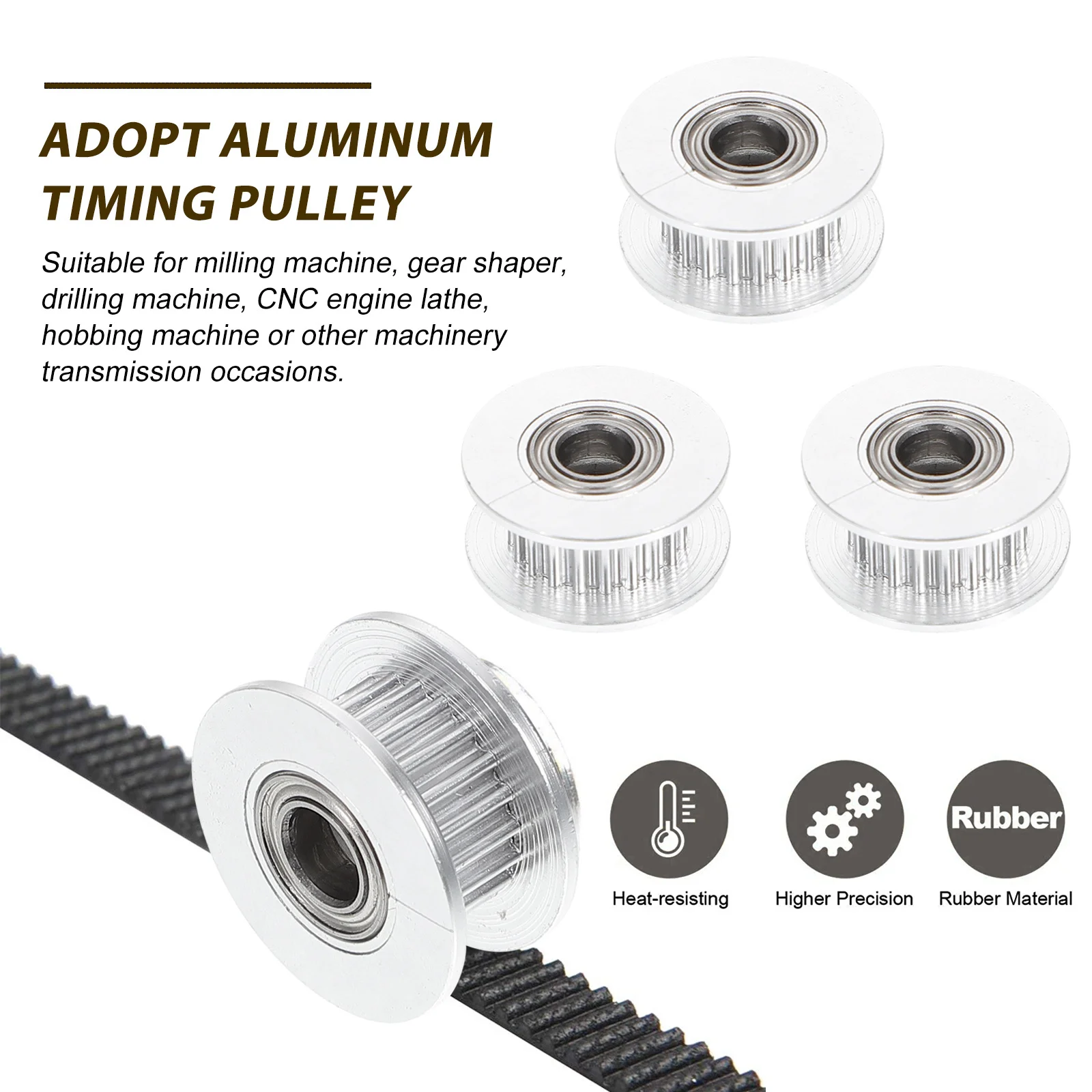 ลูกรอกไทม์มิ่ง Gt2 ความแม่นยำสูง 5 ชิ้น ทำจากอลูมิเนียมอัลลอยด์ 20 ฟัน รูขนาด 5 มม. สำหรับเครื่องพิมพ์ 3 มิติ เครื่อง CNC และเครื่องกัด