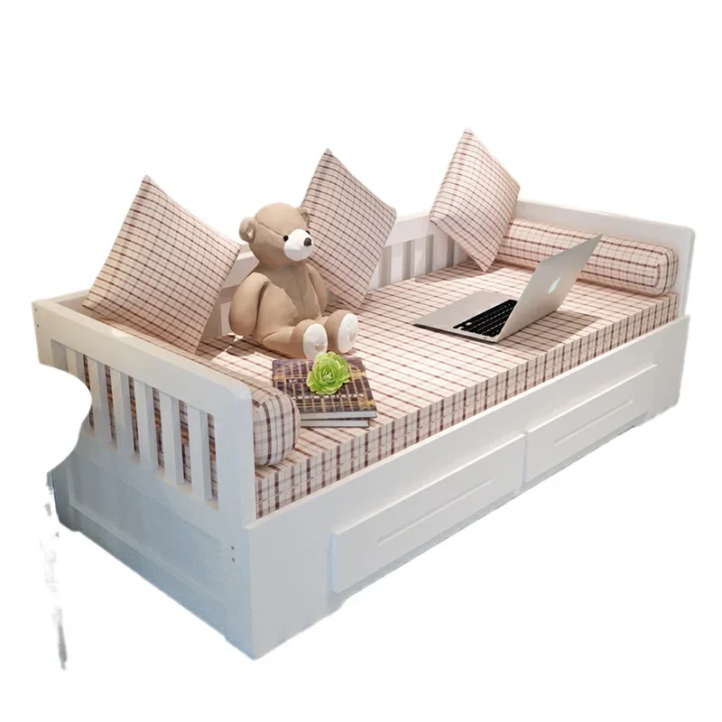 

Solid wood sofa bed Living room foldable multi-functional sitting and lying dual-purpose single 1.2m small apartment 1.5 double