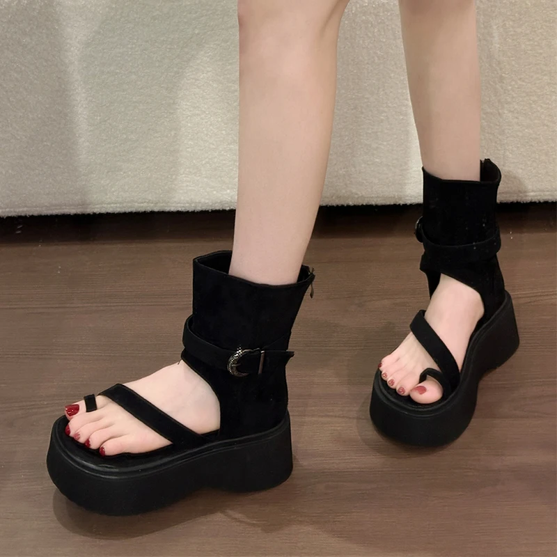 

Женские летние модные сандалии на платформе с клипсами на носке, повседневные пляжные туфли для прогулок, спортивные сандалии Mujer