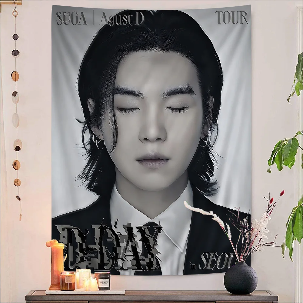 S-Suga Kpop A-Agust D مطبوعة كبيرة قماش مزخرف جداري رخيصة الهبي الجدار الشنق البوهيمي جدار المفروشات ماندالا INS ديكور المنزل #5