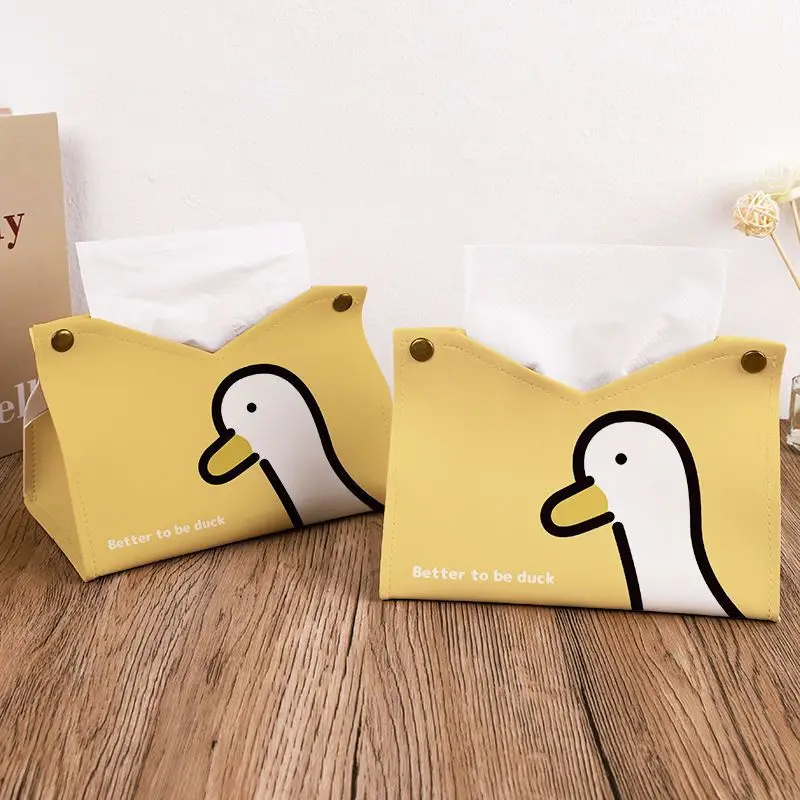 Cute Cartoon Paper Towel Box Duck Leather Paper Drawer Box Funny Design Creativity and Funny Storage Kitchen Toilet Car Towels