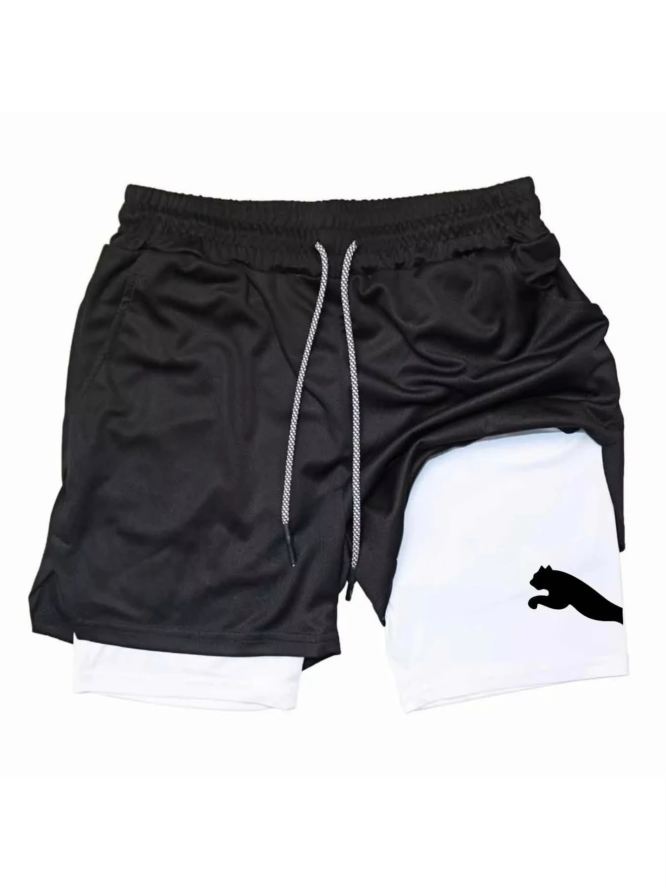 

2026 Summer Men's 2-in-1 Double Layer Shorts Gym Running Jogging Casual Fitness Athletic Shorts ZY00180