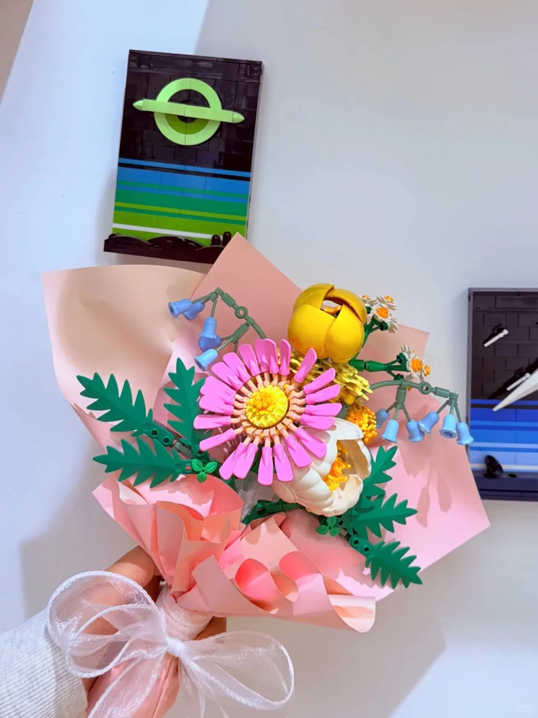 

373 beautiful bouquets, home decoration accessories, compatible building blocks, sunshine, colorful bouquets, creative plant gif