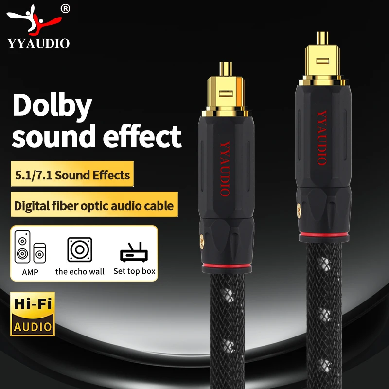 

5.1 Digital Optical Audio Cable Toslink Cable 24K Gold-Plated Connector for HIFI Video DVD TV Hi-end Fiber Optic Audio Cable