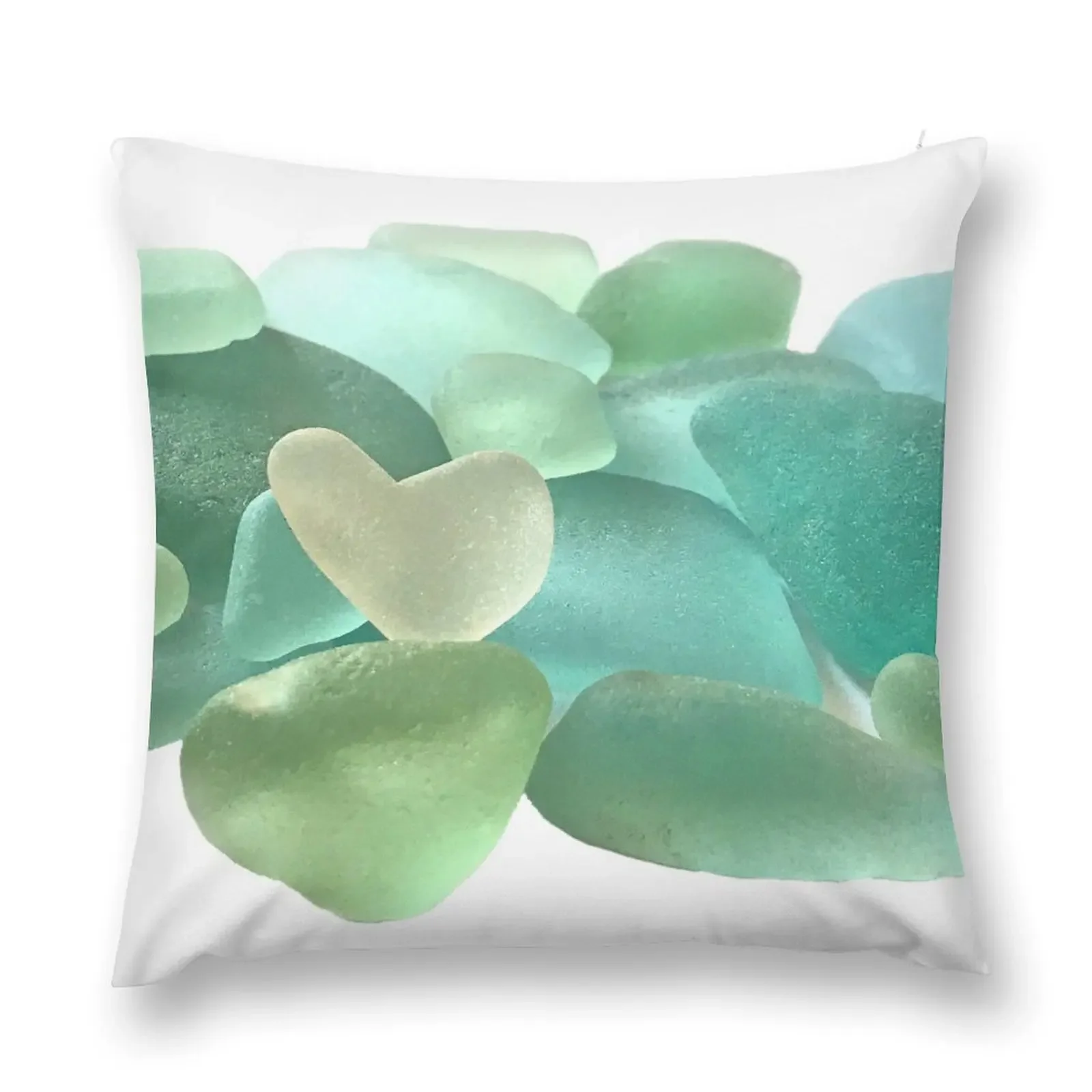 Heart Aqua Seaglass Throw Pillow New year pillow pillowcase Pillowcase pillow