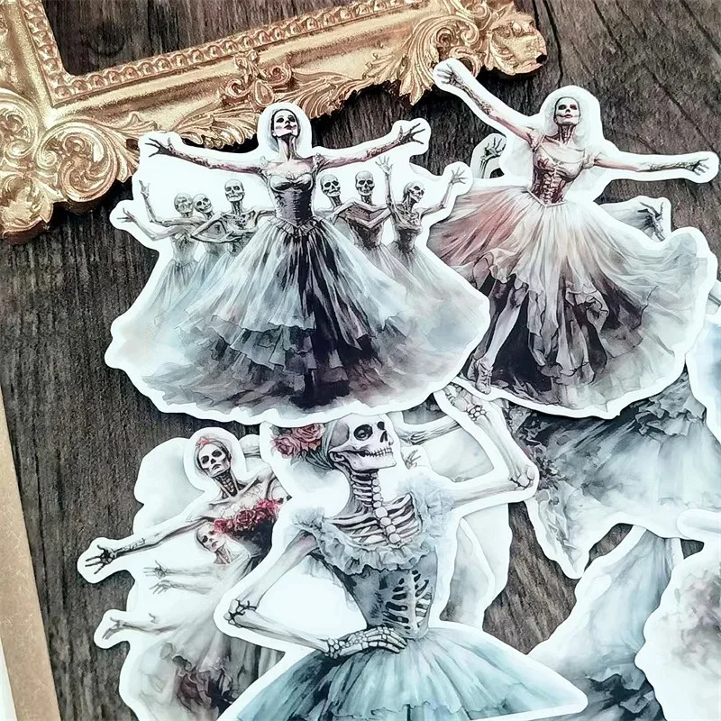 Stickers Victoria Skull Ballet Dancer Dancing Hand Account Material Diary Photo Album Mobile Phone Case Decoration  Planner