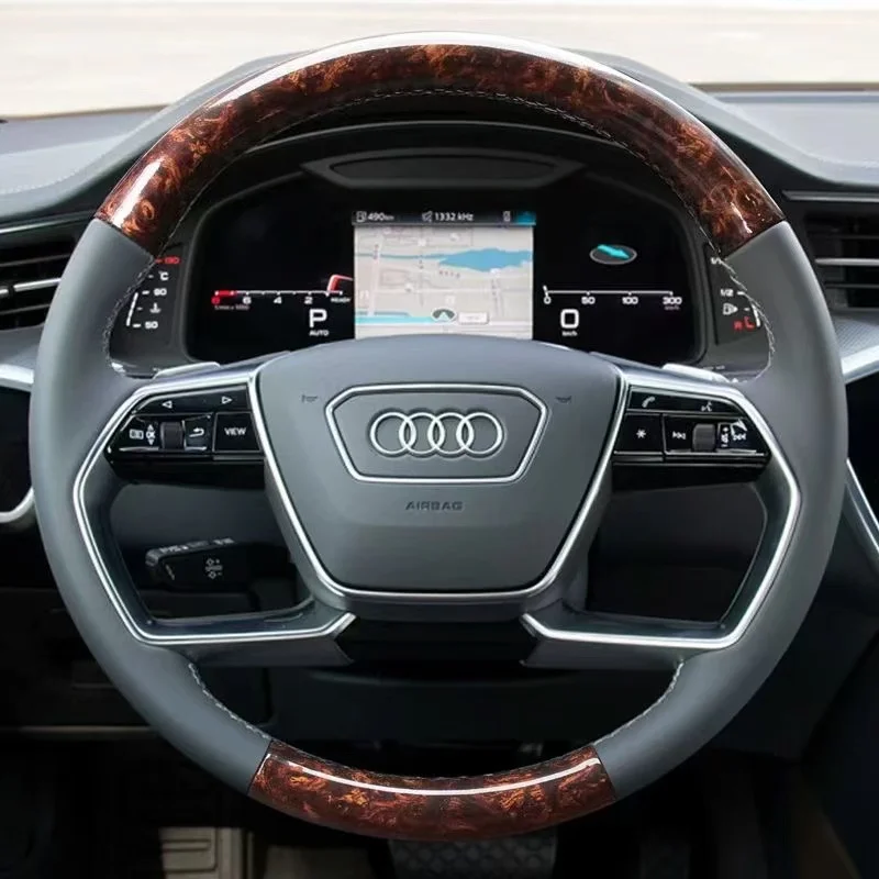 

Для Audi A8 натуральная кожаная пленка, разноцветная замшевая кожаная крышка на руль, маркерная пленка, противоскользящая дышащая пленка