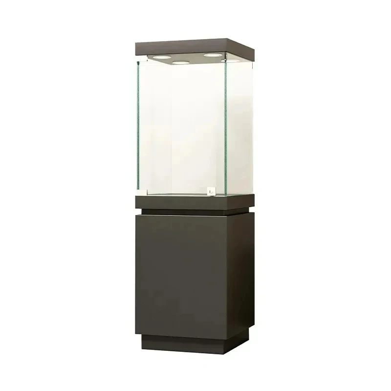 2026 Jewelry Jade Wood Glass Display Cabinet Museum Antique Cultural Relics Statue Exhibition Showcase Customizable