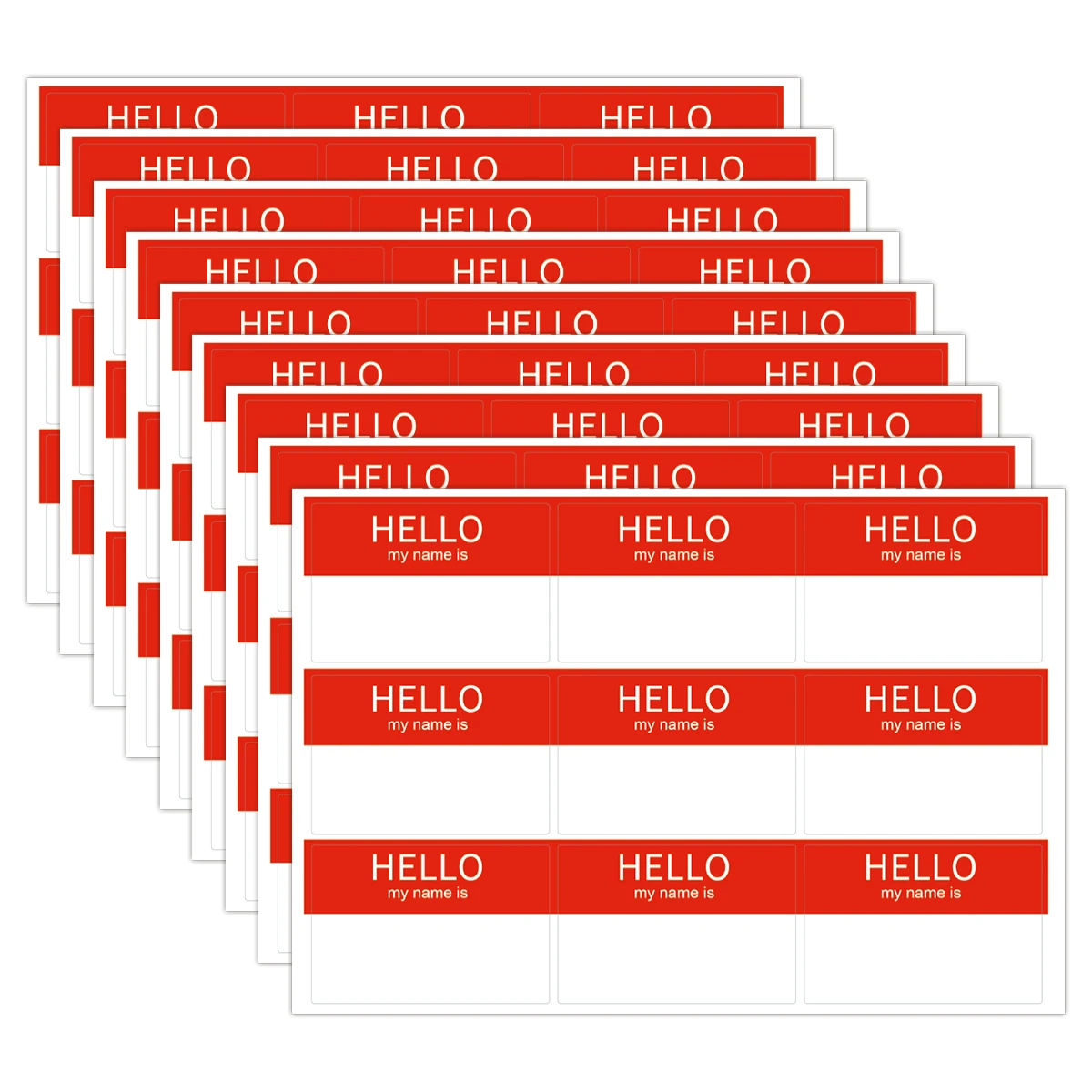 10 Sheets/pack Hello My Name is Stickers Red,Colorful Badge Labels Personalized Nametags Labels for Themed Party School Office