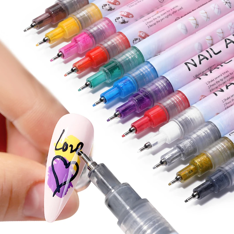 Nail art Zeichnung Graffiti Stift Gel Bleistift Kunststoff Wasserdicht Malerei Liner Pinsel Weiß Marker Stift Nagel Maniküre Dekoration Werkzeuge