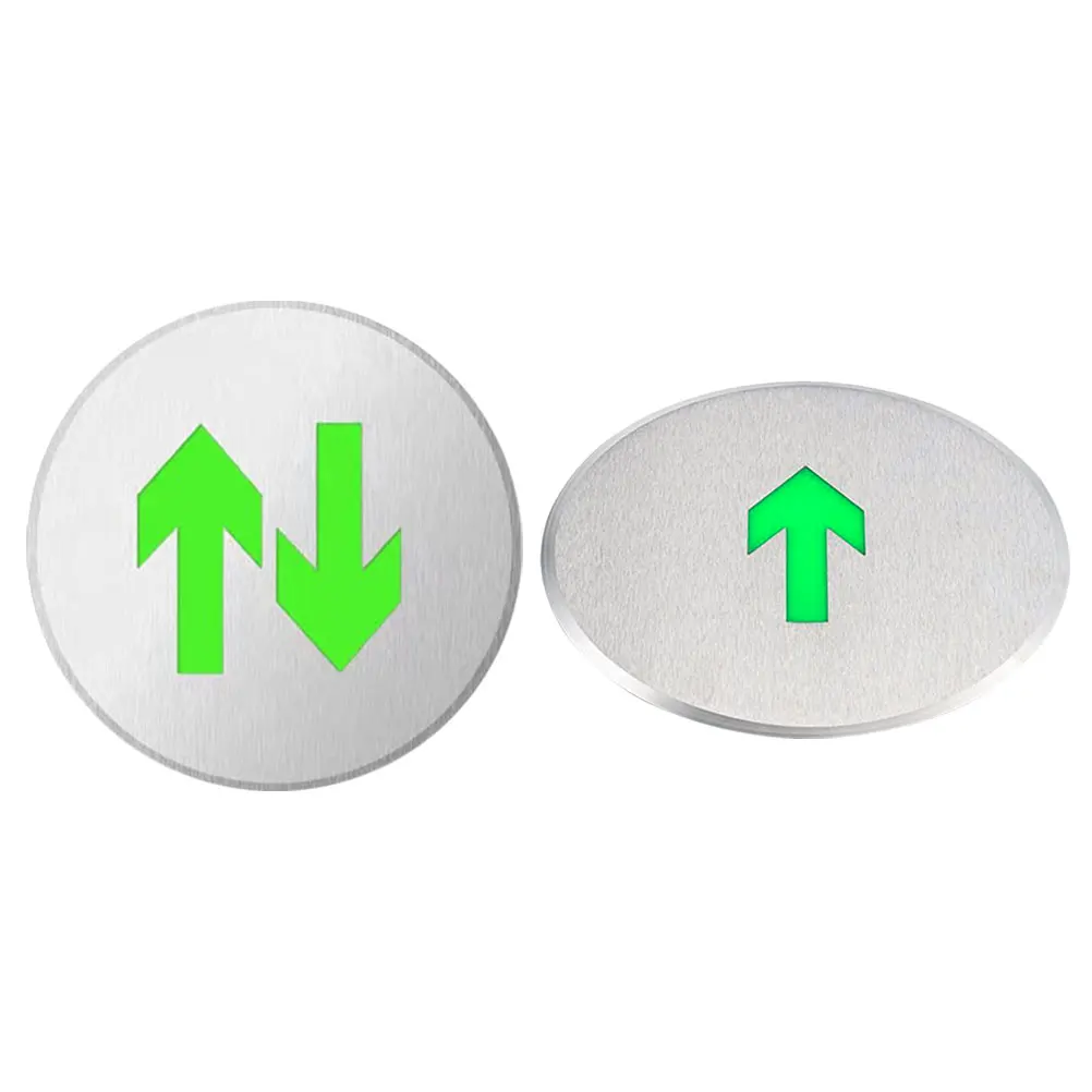 

2 pcs Stainless Steel Indicator Light Arrow Exit Sign Unidirectional Bidirectional Safety Floor Stair Glow Sign