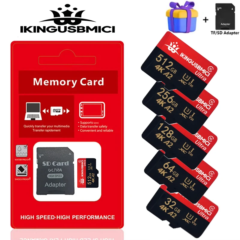 Original SD Cards TF Cards Memory Card Micro SD Card 64GB 128GB 256GB Dustproof Full HD A2 for GoPro Surveillance Camera