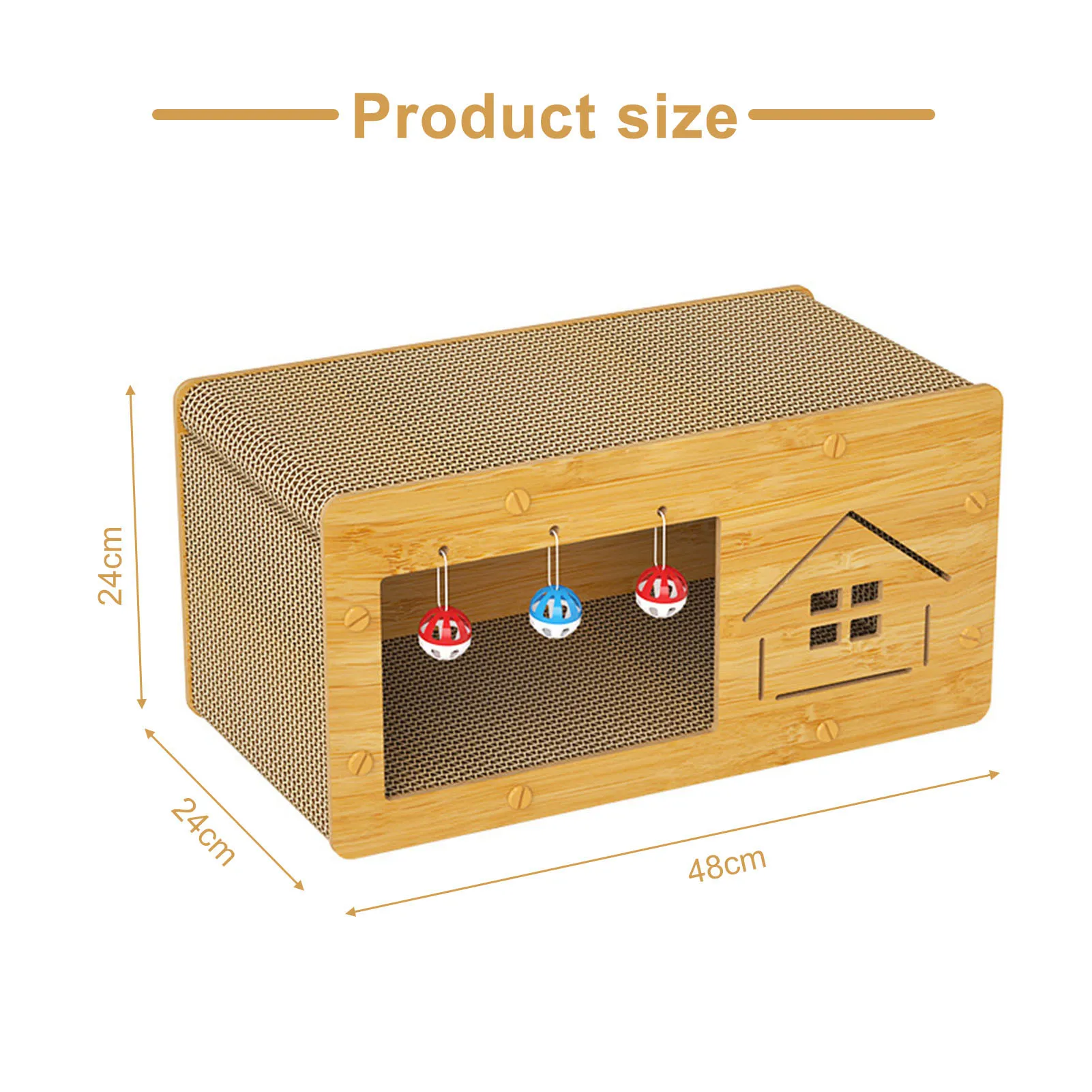 3 IN 1 Cat House Scratcher with 3 Balls Large Cardboard Cat House for Indoor Cats Toys Pet Condo Scratch Board Bed Furniture