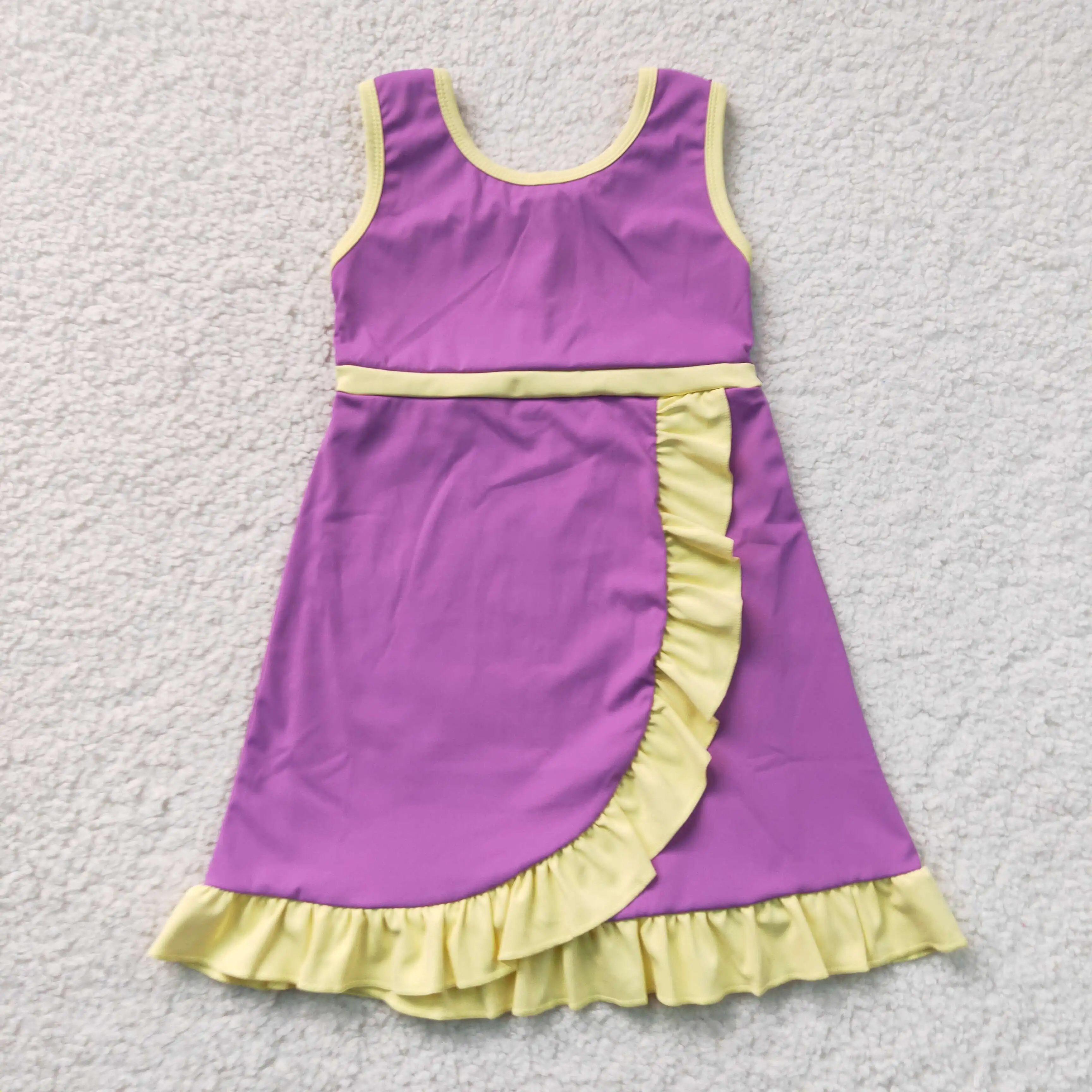 Wholesale Infant Kids Ruffle Skirt Shorts Toddler Skort Yoga Sleeveless Zipper Dress Purple Clothes Baby Girl Active Clothing