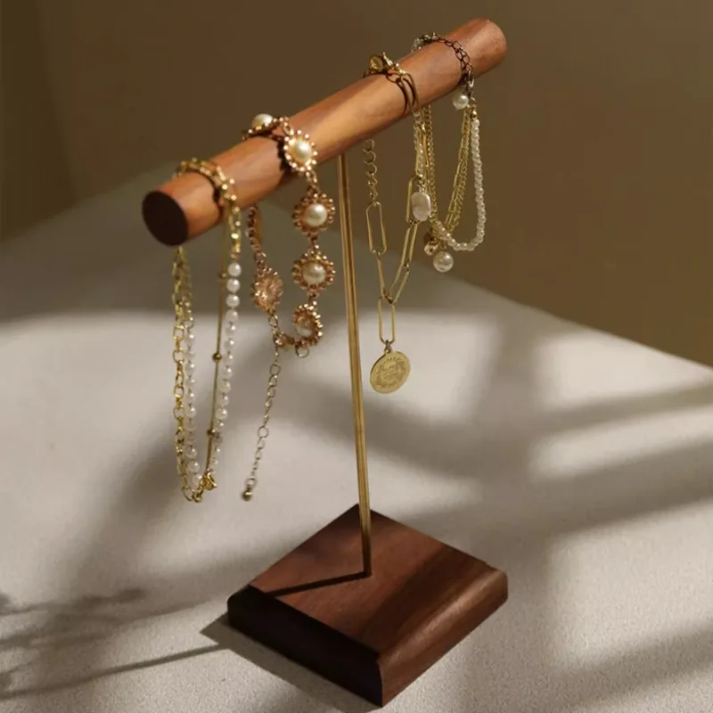 

Luxury Bracelet Display Shelf Walnut Necklace Storage Stand Necklaces Trinkets Showcase Rack Large Accessories Props Stand