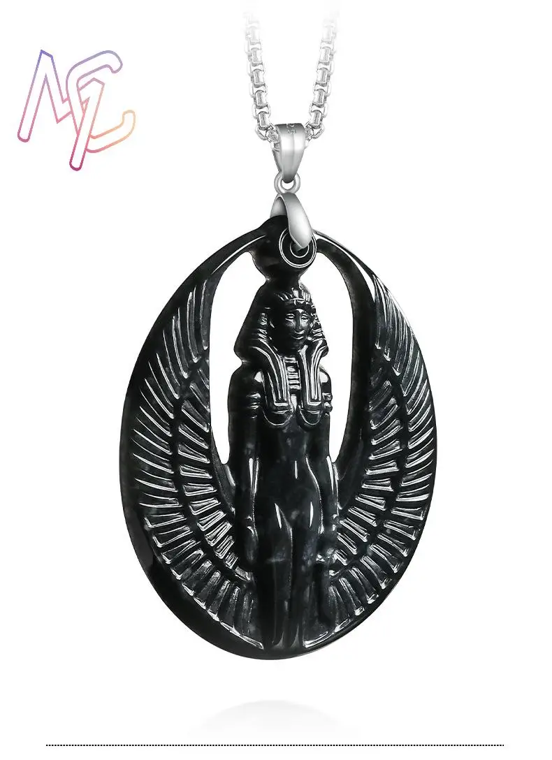 Myanmar Jadeite Isis Pendant Necklace Natural Jewelry Charm 925 Silver Amulet Real Jade Vintage Talismans Gifts for Women - view 4