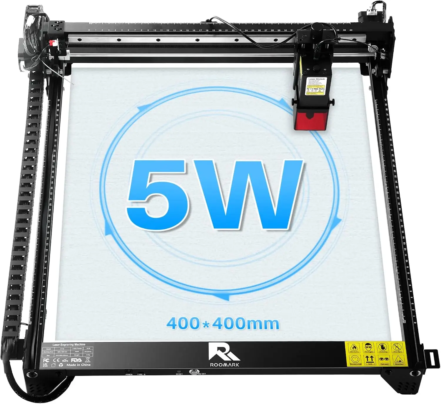 

Roomark Laser Engraver Machine, 5W Output Laser Cutting Machine, Engraving Wood And Metal, 400 * 400Mm Maximum Working Size,