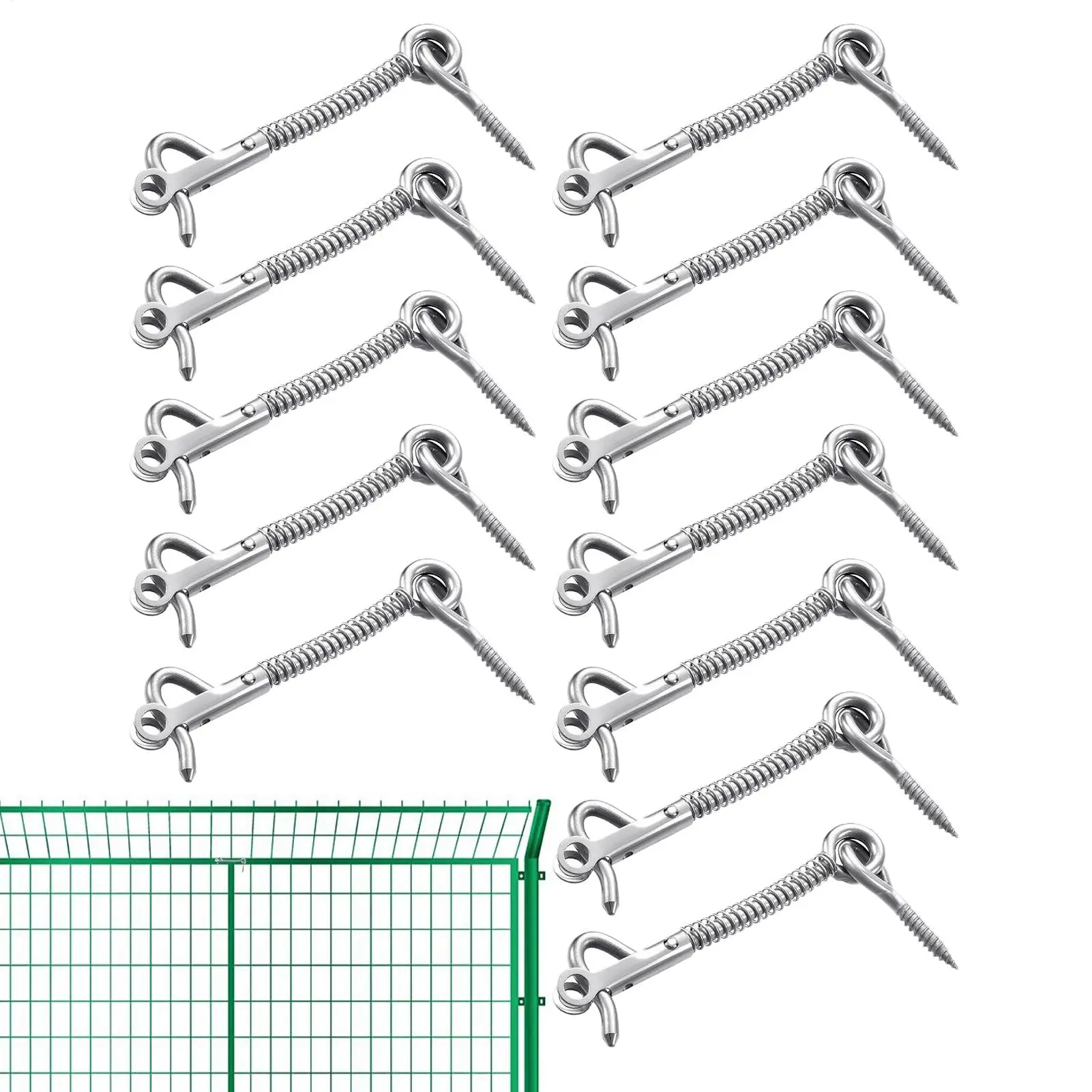 Screen Door Latch Set 12-Pieces Stainless Steel Safety Latches Spring-Loaded Security Hardware For Bathroom Shed Pool Gate Spa