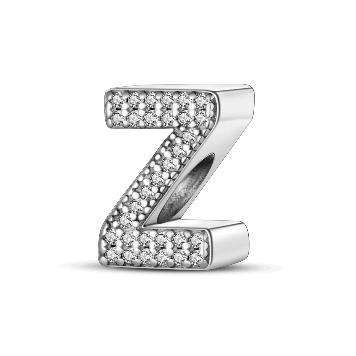 

925 Sterling Silver Letter Z Charms Full Paved CZ Initial Dangle Beads Fit Bracelets Necklace Women DIY Jewelry Gift
