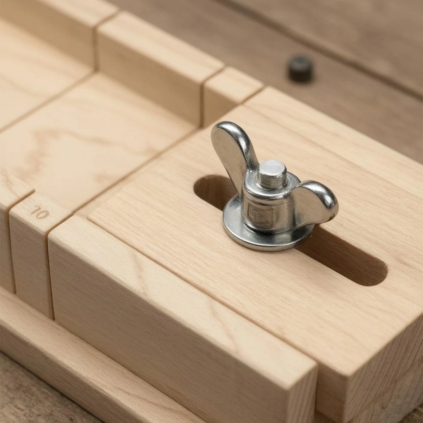 Wood Cutting Guide Box Parallel Slots Slot-Cutting Guide Box Tool Accessory Wing Nut Clamp Simple Block Design view 3