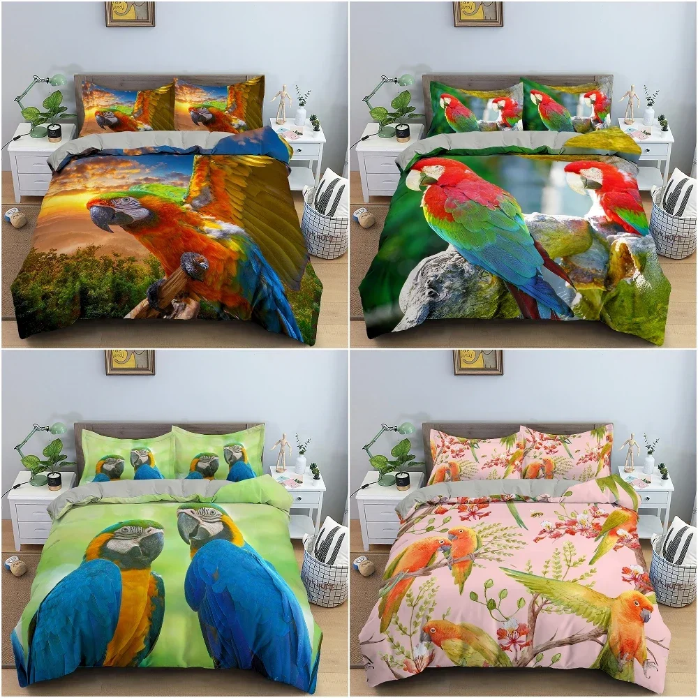 Animal Parrot Pattern Duvet Cover Bedding Set Luxury Cozy 3D Printed Quilt Cover For Bedroom Polyester Home Textile