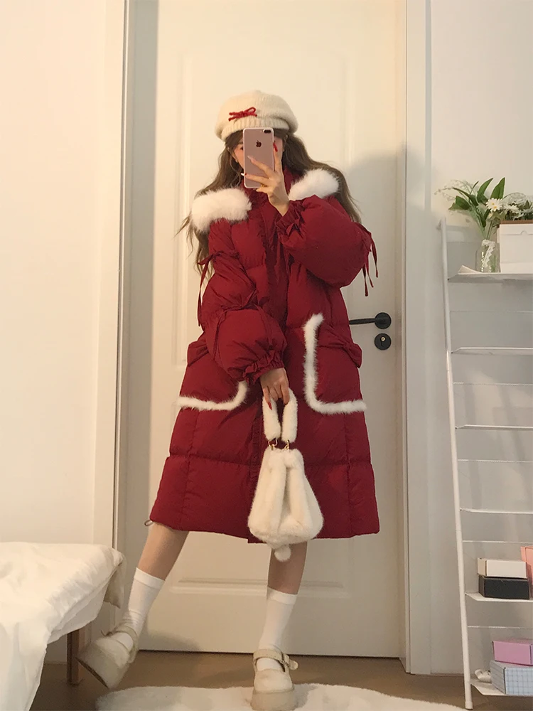 

Cute Ear Hooded Mid-Length Jaet Women's Winter New Design Loose Warm Cotton Coat Large Coat Commute Simple Sle