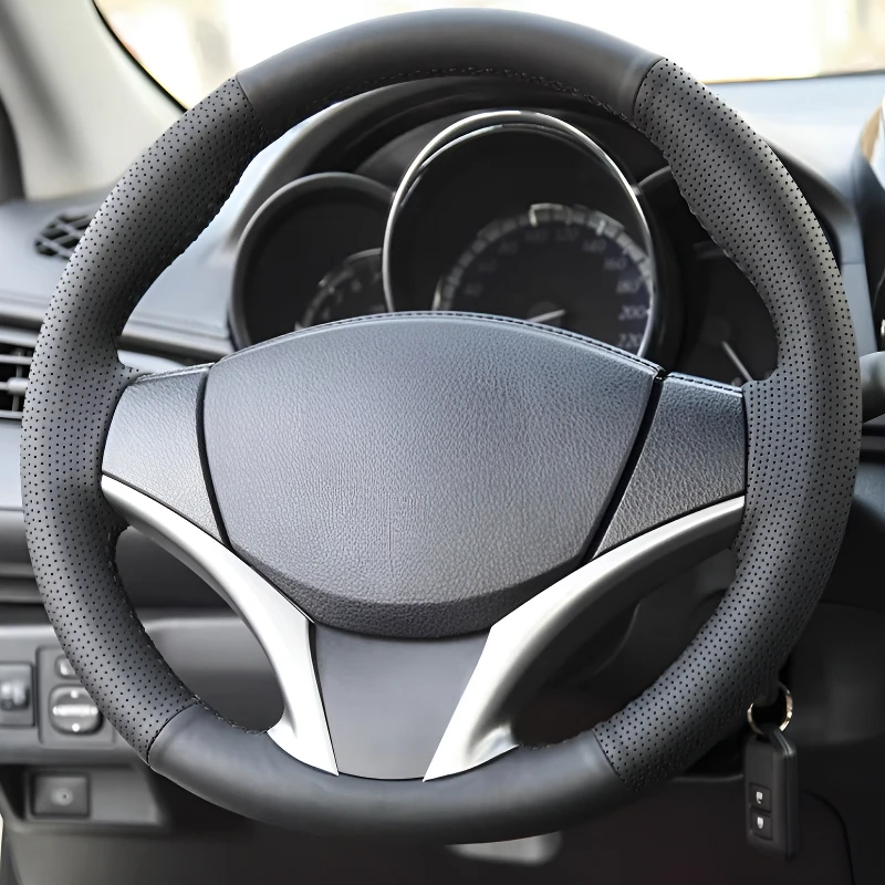 

For Toyota Vios FS 17-22 models Hand-stitched steering wheel cover lightweight and breathable full coverage modification desig