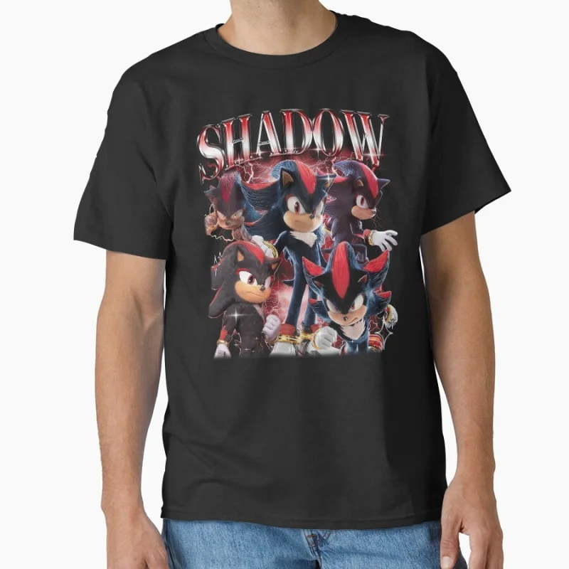 

1021 Sonic The Hedgehog Shadow Character Paint Graphic T-Shirt Y2K clothes Cartoon tee Short Sleeve Anmie All size tops