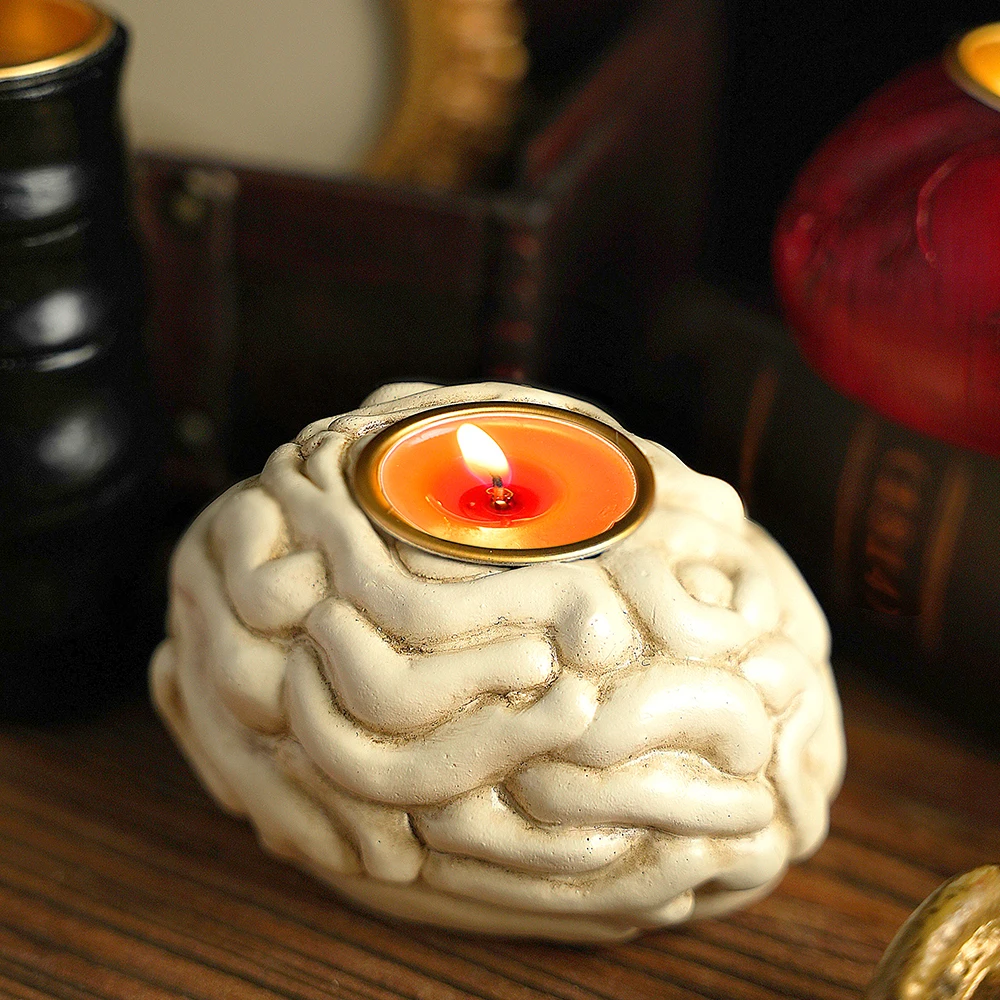 1 Piece Halloween New Arrangement Scary Candle Holder Decoration Heart Brain Ghost Festival Decoration Supplies Props