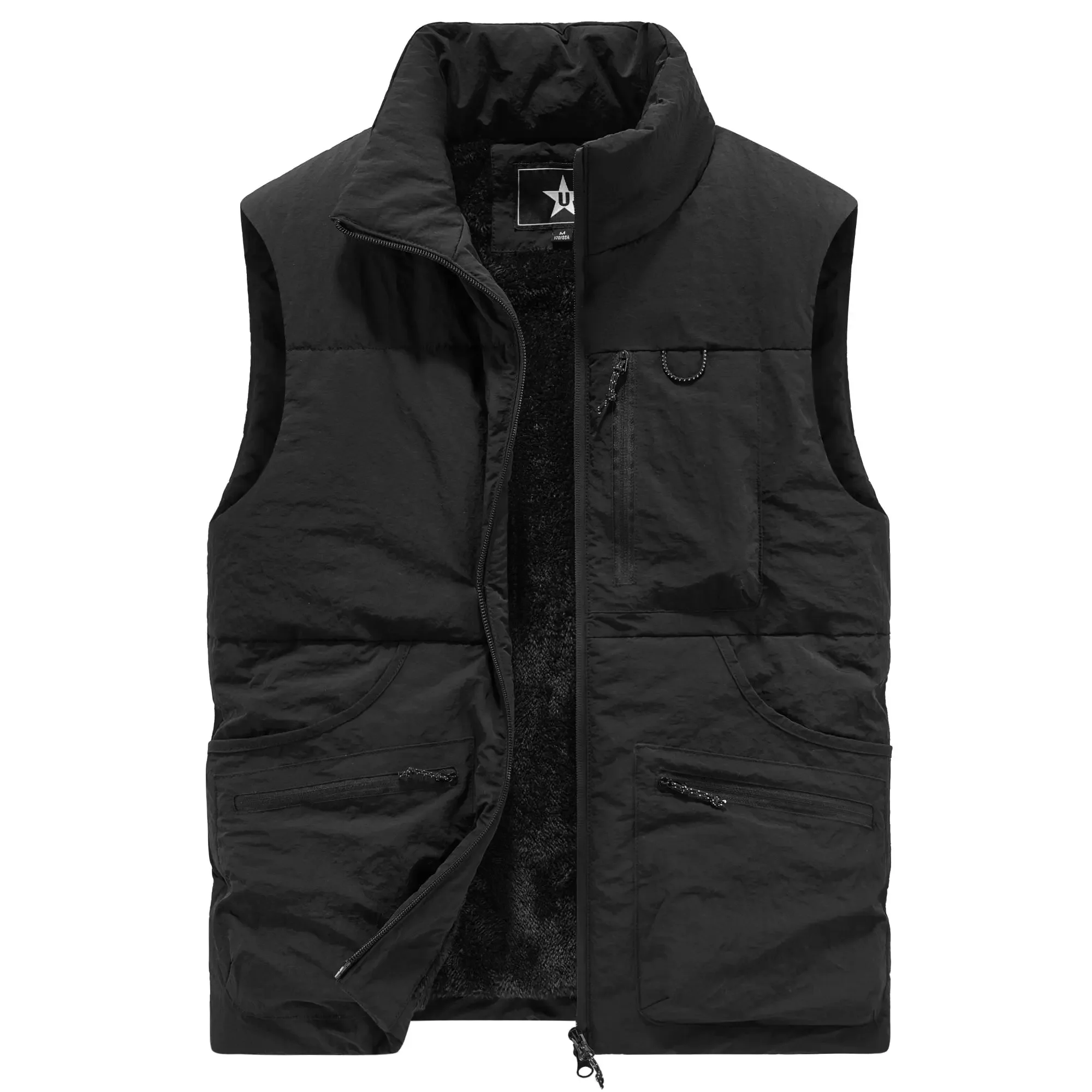 Men's Multi-Pocket Clothing Winter Vest Jackets Sleeveless Coat Fashion Large Size 6XL Male Warm Waistcoat Fleece Vest Men