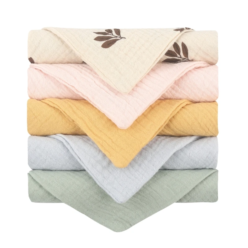 RIRI Baby Towel Toddlers Cotton Burp Cloth Multi-Use Wash Cloth Face Towel High Absorb Teething Towel Sweat Absorb Cloth 5PCS