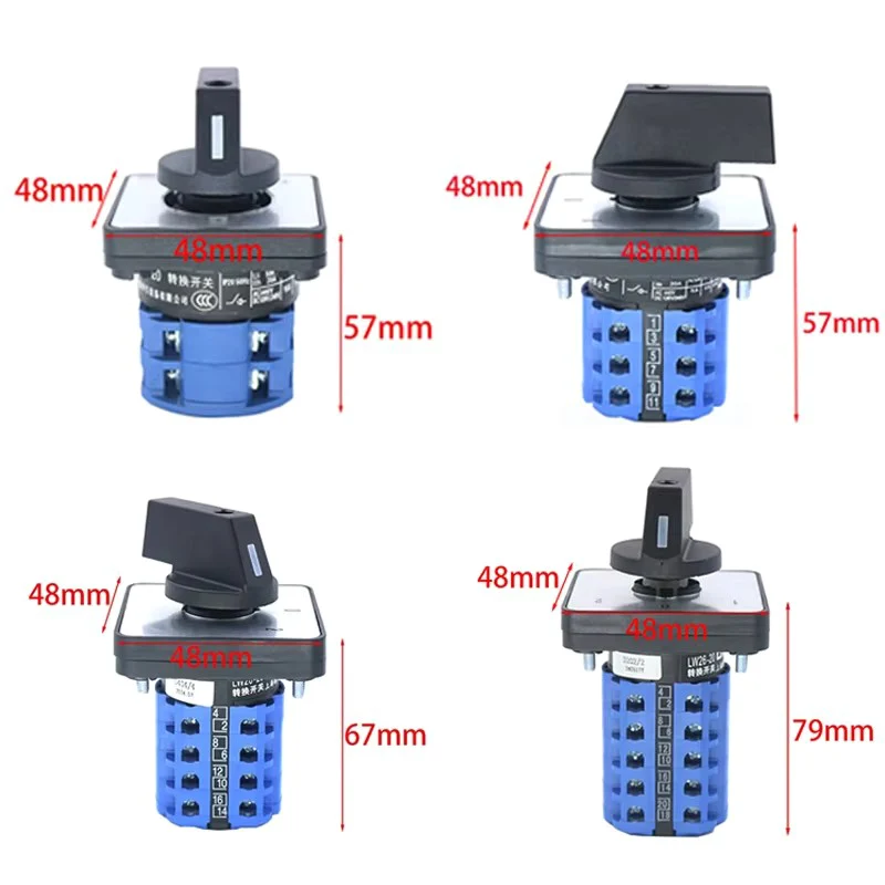 LW26-20 3-Position Transfer Switch 440V 20A 25A | 1-0-2 Forward Off Reverse Selector 1-5 Floors Electrical Switchgear for Motor