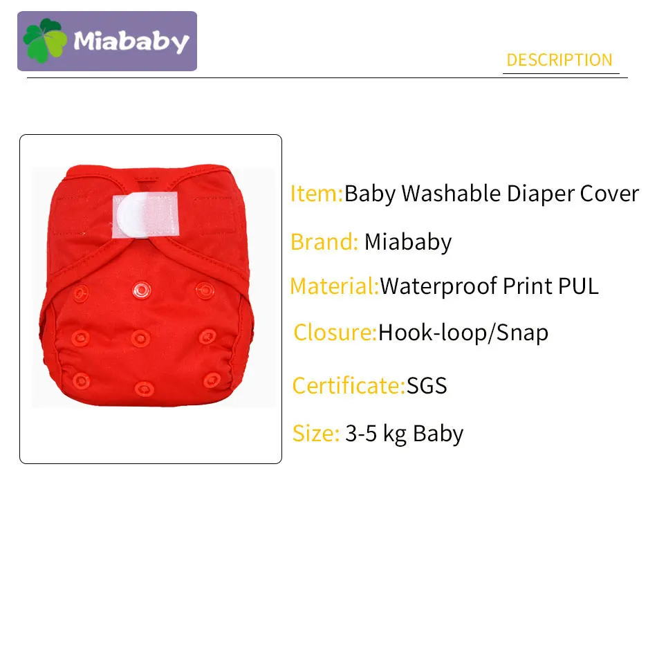 Miababy-cubierta de pañal de tela lavable para bebé recién nacido, cubierta de pañal reutilizable para bebé, trajes de envoltura, pañales de