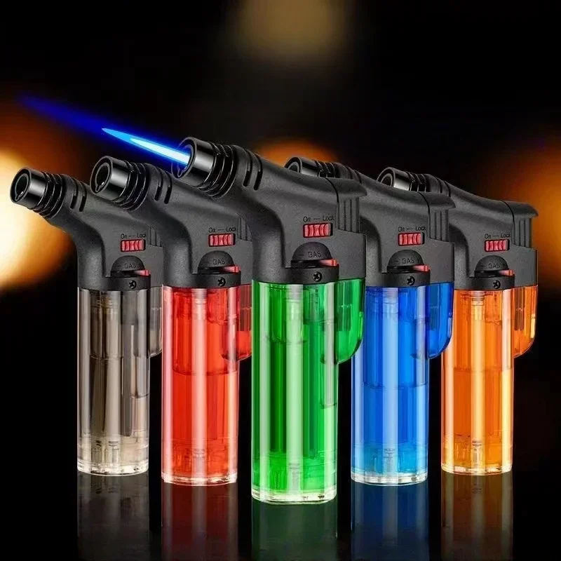 

Outdoor Portable High Temperature Welding Gun Butane Gas Torch Lighter Transparent Gas Window BBQ Kitchen Turbo Cigar Lighters