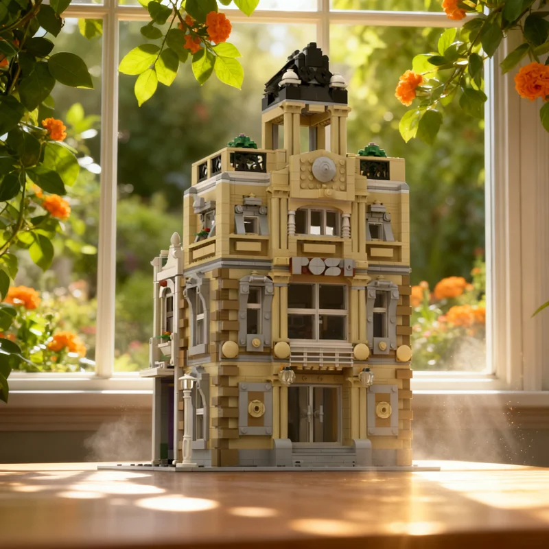 

2924 детали MOC: Модульная модель почтового отделения и полицейского участка, строительные блоки для создания уличной сцены, креативный подарок, DIY-декор для демонстрации, премиум-класс для взрослых