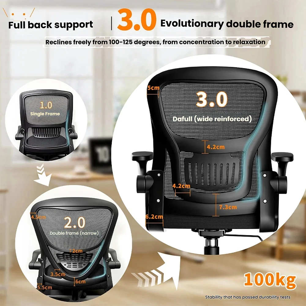 Ergonomic 3D 360-degree Rotary Anti-Fall Design Executive Office Chair Nylon Mesh Chair 3D Adjustable