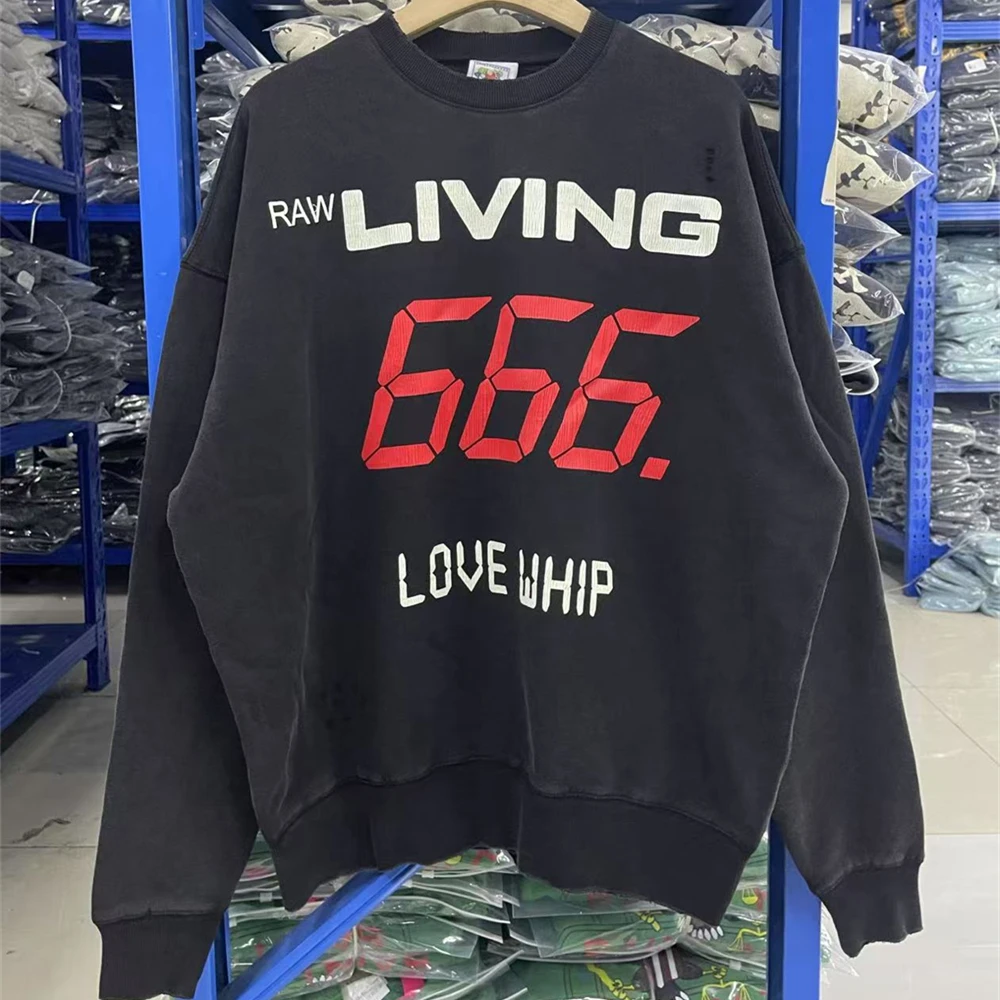 

Черные толстовки Saint RAW LIVING 666 LOVE WHIP для мужчин и женщин, высокое качество, уничтовая толстовка с круглым вырезом